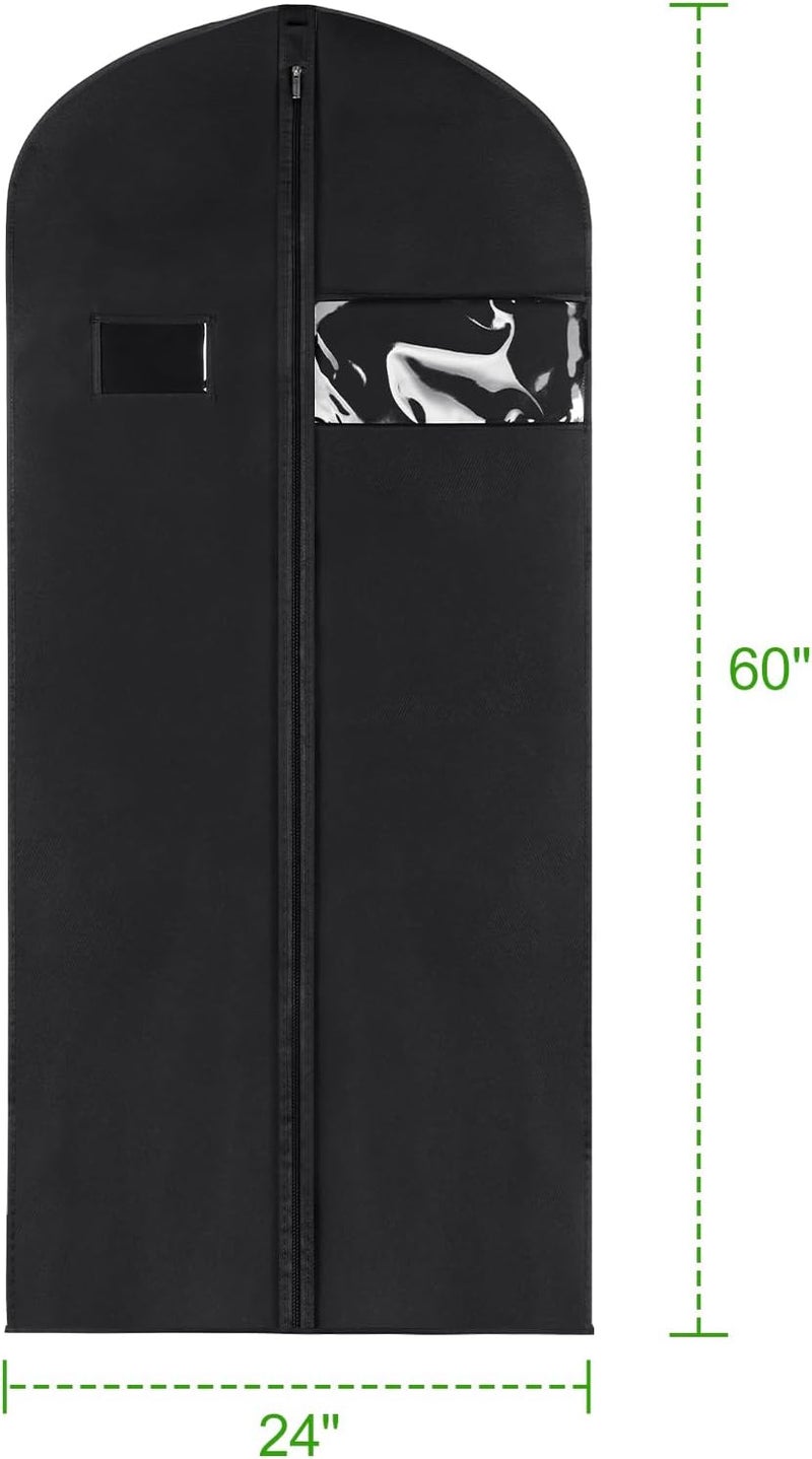 KEEGH 60'' Dress Bags for Gowns Long (Set of 10), Garment Bags for Hanging Clothes, Dress Bags for Closet Storage, Clothes Cover for Hanging Coats Dresses with Clear Window and Label Pocket, Black - Image 2